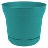 Bloem Saturn 12 in. Bermuda Teal Plastic Planter with Saucer -Litton Lane Sales Store bermuda teal bloem plant pots sp1226 64 1000