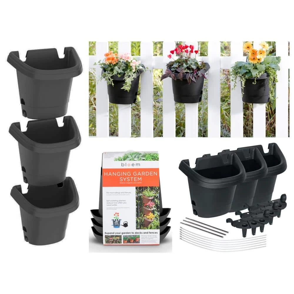 Bloem Hanging Garden Planter Kit Plastic in Black (3-Pack) 4 Bloem Hanging Garden Planter Kit Plastic in Black (3-Pack) - Image 2