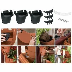 Bloem Hanging Garden Planter Kit Plastic in Black (3-Pack) 12 Bloem Hanging Garden Planter Kit Plastic in Black (3-Pack) -Litton Lane Sales Store black bloem hanging planters 482124 1001 4f 1000