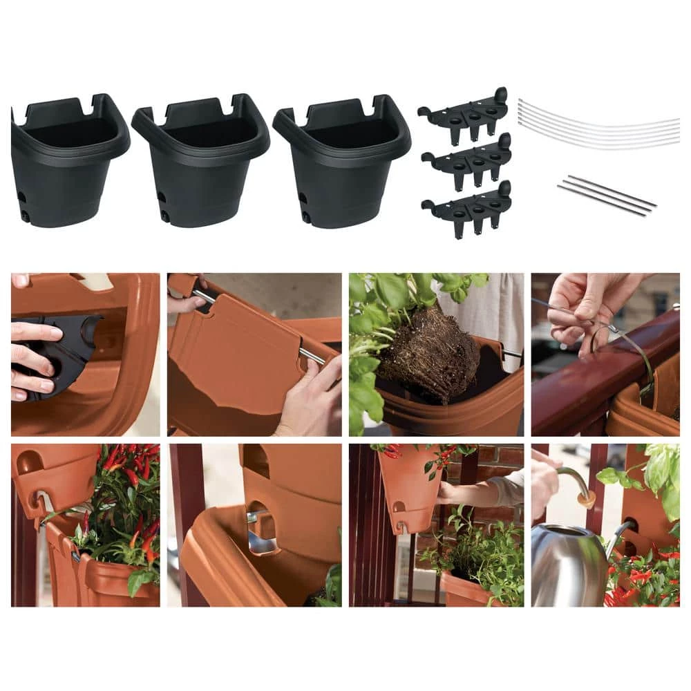 Bloem Hanging Garden Planter Kit Plastic in Black (3-Pack) 5 Bloem Hanging Garden Planter Kit Plastic in Black (3-Pack) - Image 3