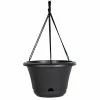Bloem Lucca 13 in. Black Plastic Self-Watering Hanging Basket Planter 1 Bloem Lucca 13 in. Black Plastic Self-Watering Hanging Basket Planter -Litton Lane Sales Store black bloem hanging planters lhb1300 64 1000