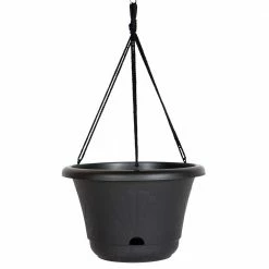 Bloem Lucca 13 in. Black Plastic Self-Watering Hanging Basket Planter
