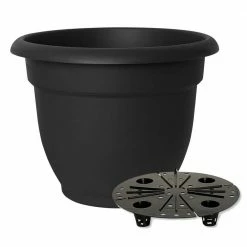 Bloem Ariana 17.75 in. Black Plastic Self-Watering Planter 13 Bloem Ariana 17.75 in. Black Plastic Self-Watering Planter -Litton Lane Sales Store black bloem plant pots 20 56916 40 1000