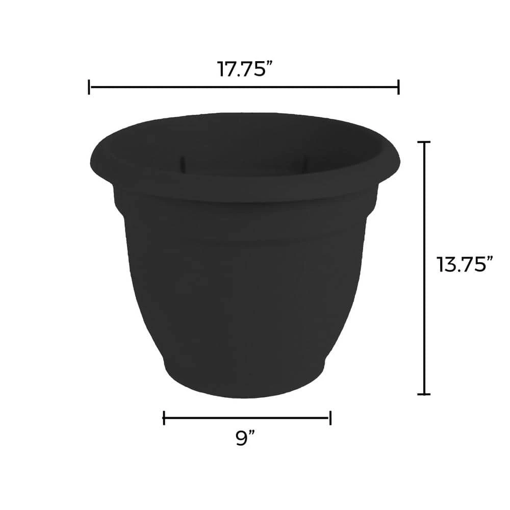 Bloem Ariana 17.75 in. Black Plastic Self-Watering Planter 6 Bloem Ariana 17.75 in. Black Plastic Self-Watering Planter - Image 4