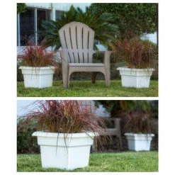 Bloem Veranda Square 18 in. Black Plastic Deck Box Planter (2-Pack) -Litton Lane Sales Store black bloem plant pots dotcomver1800 77 1000