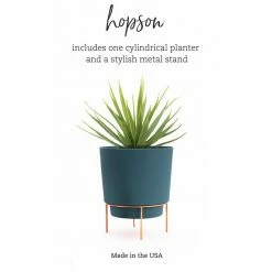 Bloem Hopson Small 6 in. Black Plastic Planter with Metal Gold Stand -Litton Lane Sales Store black bloem plant pots hop0600 m 76 1000