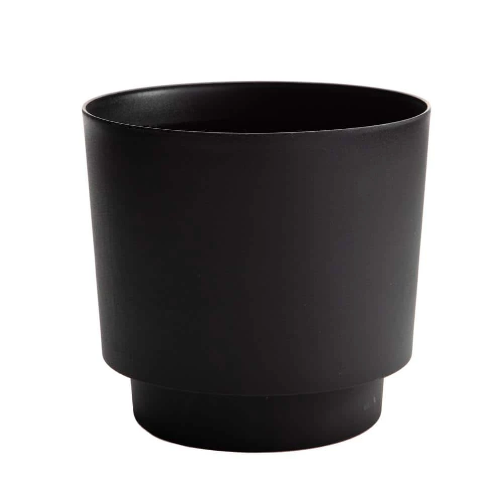 Bloem Hopson Medium 10 in. Black Plastic Planter with Metal Gold Stand 5 Bloem Hopson Medium 10 in. Black Plastic Planter with Metal Gold Stand - Image 3