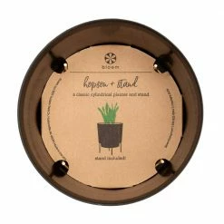 Bloem Hopson Medium 10 in. Black Plastic Planter with Metal Gold Stand 20 Bloem Hopson Medium 10 in. Black Plastic Planter with Metal Gold Stand -Litton Lane Sales Store black bloem plant pots hop1000 m 66 1000