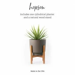 Bloem Hopson Medium 10 in. Black Plastic Planter with Wood Stand -Litton Lane Sales Store black bloem plant pots hop1000 w 44 1000