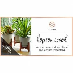 Bloem Hopson Medium 10 in. Black Plastic Planter with Wood Stand -Litton Lane Sales Store black bloem plant pots hop1000 w c3 1000