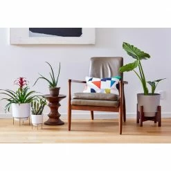 Bloem Hopson Medium 10 in. Black Plastic Planter with Wood Stand -Litton Lane Sales Store black bloem plant pots hop1000 w fa 1000