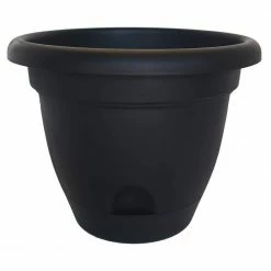 Bloem Lucca 6.75 in. Black Plastic Self-Watering Planter with Saucer