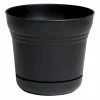 Bloem Saturn 10 in. Black Plastic Planter with Saucer -Litton Lane Sales Store black bloem plant pots sp1000 64 1000