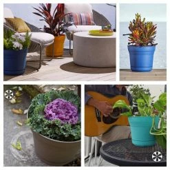 Bloem Saturn 14 in. Black Plastic Planter with Saucer -Litton Lane Sales Store black bloem plant pots sp1400 c3 1000