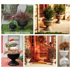 Bloem Grecian 12 in. Black Plastic Urn Planter (3-Pack) -Litton Lane Sales Store black bloem urn planters dotcomgre1200 4f 1000