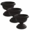 Bloem Grecian 12 in. Black Plastic Urn Planter (3-Pack) -Litton Lane Sales Store black bloem urn planters dotcomgre1200 64 1000