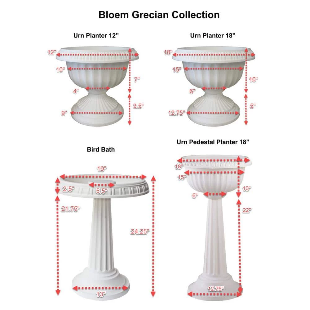 Bloem Grecian 18 in. Black Plastic Urn Planter (2-Pack) 6 Bloem Grecian 18 in. Black Plastic Urn Planter (2-Pack) - Image 4