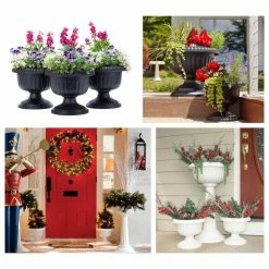 Bloem Grecian 18 in. Black Plastic Urn Planter (2-Pack) 13 Bloem Grecian 18 in. Black Plastic Urn Planter (2-Pack) -Litton Lane Sales Store black bloem urn planters dotcomgre1800 c3 1000
