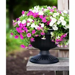Bloem Grecian 12 in. Black Plastic Urn Planter -Litton Lane Sales Store black bloem urn planters gu12 00 1d 1000