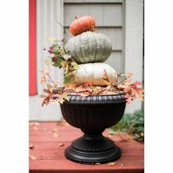 Bloem Grecian 18 in. Black Plastic Urn Planter -Litton Lane Sales Store black bloem urn planters gu18 00 44 1000