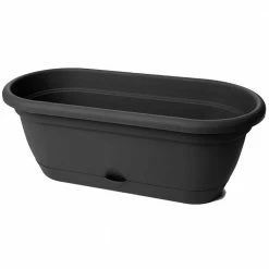 Bloem Lucca 19 in. Black Plastic Self-Watering Window Box with Saucer -Litton Lane Sales Store black bloem window boxes lwb1800 c3 1000