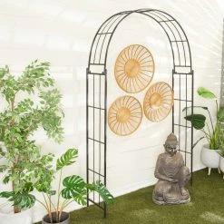 Litton Lane Black Metal Contemporary Garden Arbor 91 In. x 54 In. -Litton Lane Sales Store black litton lane arbors 040193 31 1000