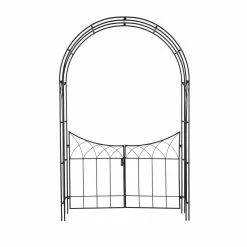 Litton Lane Black Metal Traditional Garden Arbor 86 In. x 55 In. -Litton Lane Sales Store black litton lane arbors 040497 66 1000
