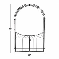 Litton Lane Black Metal Traditional Garden Arbor 86 In. x 55 In. -Litton Lane Sales Store black litton lane arbors 040497 76 1000