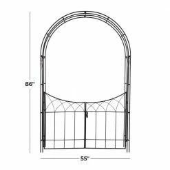 Litton Lane Black Metal Traditional Garden Arbor 86 In. x 55 In. -Litton Lane Sales Store black litton lane arbors 040497 c3 1000