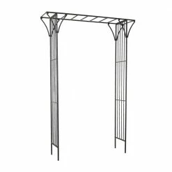Litton Lane Black Metal Contemporary Garden Arbor 87 In. x 48 In.