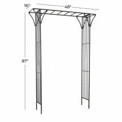 Litton Lane Black Metal Contemporary Garden Arbor 87 In. x 48 In. -Litton Lane Sales Store black litton lane arbors 041009 76 1000