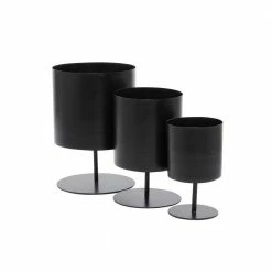 Litton Lane 10 In. x 14 In. Black Metal Modern Planter (Set of 3) -Litton Lane Sales Store black litton lane plant pots 040169 4f 1000