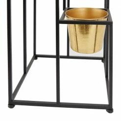 Litton Lane CosmoLiving by Cosmopolitan 30 in. x 13 in. Black Metal Glam Planter -Litton Lane Sales Store black litton lane plant pots 040324 44 1000