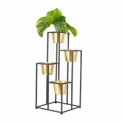 Litton Lane CosmoLiving by Cosmopolitan 30 in. x 13 in. Black Metal Glam Planter