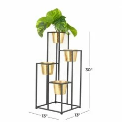 Litton Lane CosmoLiving by Cosmopolitan 30 in. x 13 in. Black Metal Glam Planter -Litton Lane Sales Store black litton lane plant pots 040324 76 1000