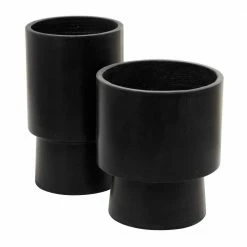Litton Lane 17 in. x 10 in. Black MGO Modern Planter ( Set of 2 ) -Litton Lane Sales Store black litton lane plant pots 042630 40 1000