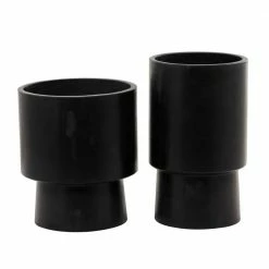 Litton Lane 17 in. x 10 in. Black MGO Modern Planter ( Set of 2 ) -Litton Lane Sales Store black litton lane plant pots 042630 66 1000