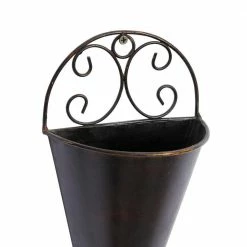 Litton Lane 15 in. x 6 in. Black Metal Rustic Planter (Set of 2) -Litton Lane Sales Store black litton lane plant pots 41765 1f 1000