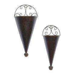 Litton Lane 15 in. x 6 in. Black Metal Rustic Planter (Set of 2) -Litton Lane Sales Store black litton lane plant pots 41765 4f 1000