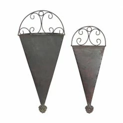 Litton Lane 15 in. x 6 in. Black Metal Rustic Planter (Set of 2) -Litton Lane Sales Store black litton lane plant pots 41765 66 1000
