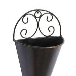 Litton Lane 15 in. x 6 in. Black Metal Rustic Planter (Set of 2) -Litton Lane Sales Store black litton lane plant pots 41765 a0 1000