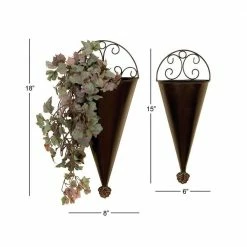 Litton Lane 15 in. x 6 in. Black Metal Rustic Planter (Set of 2) -Litton Lane Sales Store black litton lane plant pots 41765 c3 1000