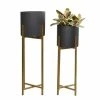 Litton Lane 36 in. x 12 in. Black Metal Contemporary Planter (Set of 2) -Litton Lane Sales Store black litton lane plant pots 51971 64 1000