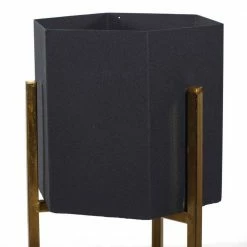 Litton Lane 25 in. x 11 in. Black Metal Planter (Set of 2) -Litton Lane Sales Store black litton lane plant pots 51976 1f 1000