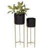 Litton Lane 25 in. x 11 in. Black Metal Planter (Set of 2) -Litton Lane Sales Store black litton lane plant pots 51976 64 1000