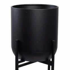 Litton Lane 42 in. H x 12 in. W Black Metal Modern Planter -Litton Lane Sales Store black litton lane plant pots 74804 40 1000