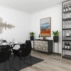 Litton Lane 42 in. H x 12 in. W Black Metal Modern Planter -Litton Lane Sales Store black litton lane plant pots 74804 44 1000