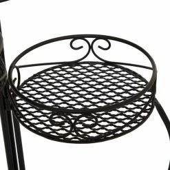 Litton Lane 23 in. Black Round Metal Scroll Plantstand with 3-Tiers -Litton Lane Sales Store black litton lane plant stands 040222 44 1000