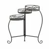Litton Lane 23 in. Black Round Metal Scroll Plantstand with 3-Tiers