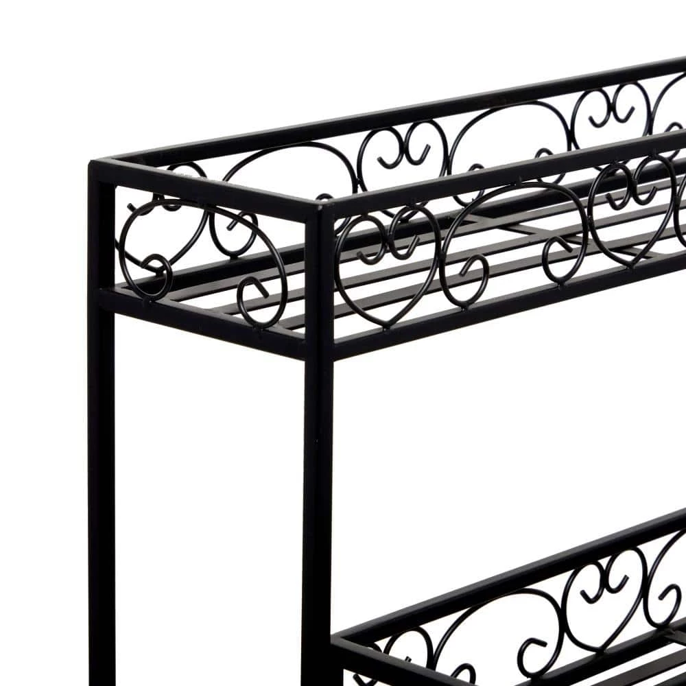 Litton Lane 30 in. x 28 in. Black Metal Industrial Specialty Indoor Plant Stand 9 Litton Lane 30 in. x 28 in. Black Metal Industrial Specialty Indoor Plant Stand - Image 7